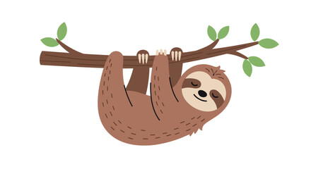 Brown Sloth Hanging Upside Down. © Dafid