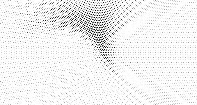 Abstract geometric halftone texture vector background with radial gradient dots on white
