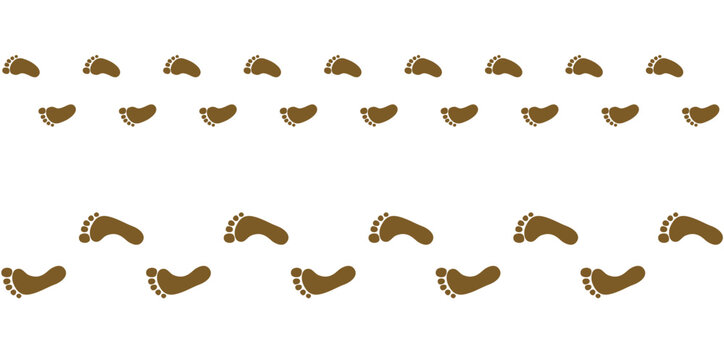 歩いた軌跡を表現できる親子の足跡のシームレスなライン・境界線セット / Footprint seamless line