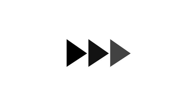 Fast Forward Icon Animation Black Arrows on White Background This video shows the arrows