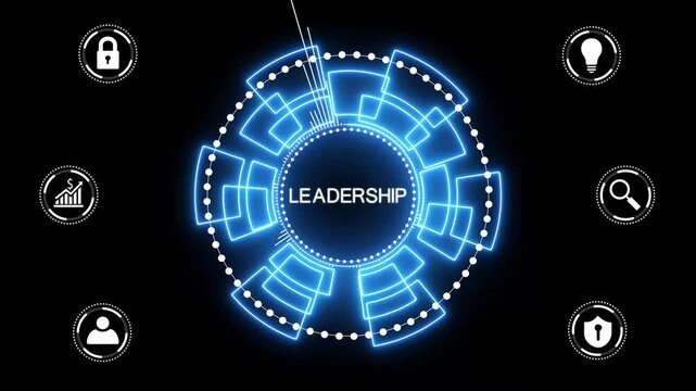 Business, Technology, Internet and network concept. Leadership business management. glowing animation on black background.4K