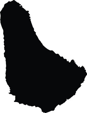 Black silhouette map of the island of barbados isolated on a white background for design.