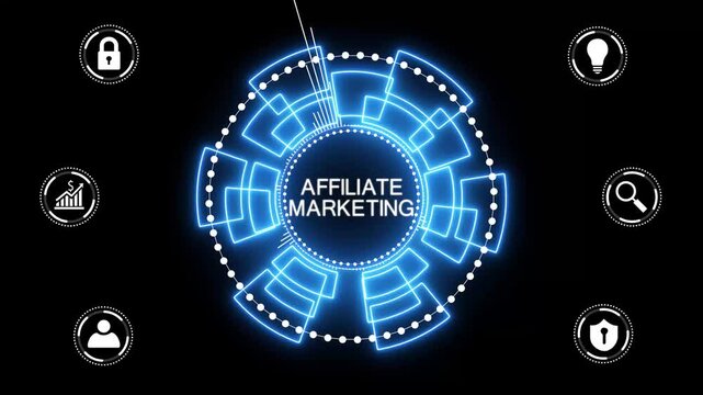 AFFILIATE MARKETING. Business, Technology, Internet and network concept. glowing animation.4k Animation.4K