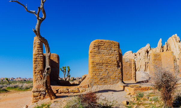 The Historic Ryan Ranch House and The Remaining Adobe Walls, Joshua Tree National Park, California, USA