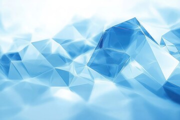Obraz premium calm blue low-poly crystalline landscape with glowing faceted ice and serene light