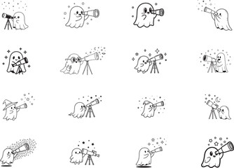 Fototapeta premium Hand Drawn Black Illustration Ghost Art