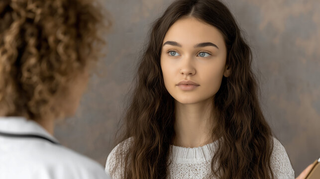 Young woman patient in medical consultation