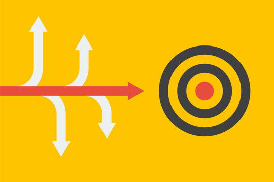 way to target with different exits, leadership vector concept, business strategy illustration
