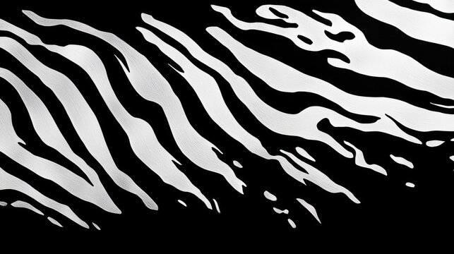 dynamic black and white composition of flowing zebra-like stripes on a textured surface conveying rhythm and motion