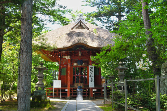 草津温泉：光泉寺　釈迦堂　遅咲き如来（遅咲如来）コピースペースあり（日本群馬県吾妻郡草津町 Kusatsu Onsen: Kosenji Temple, Shakado Hall, Late-Blooming Buddha, copy space available (Kusatsu Town, Agatsuma District, Gunma Prefecture, Japan)