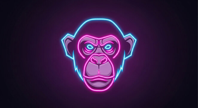 Neon Monkey Face Closeup.