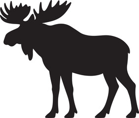 Fototapeta premium Minimalist Black Deer Silhouette Vector Icon Isolated deer silhouette vector