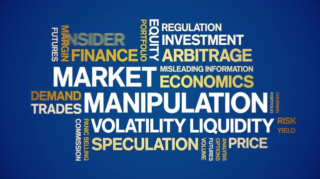 Market Manipulation animated word cloud-text design animation tag kinetic typography seamless loop.