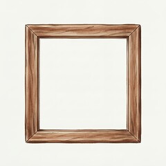 Fototapeta premium Hand-Drawn Wooden Empty Picture Frame Illustration with White Center