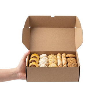 Assorted traditional chinese cookies and pastries in a box