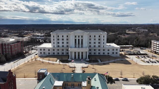 A drone shot of the new Spartanburg County court house.