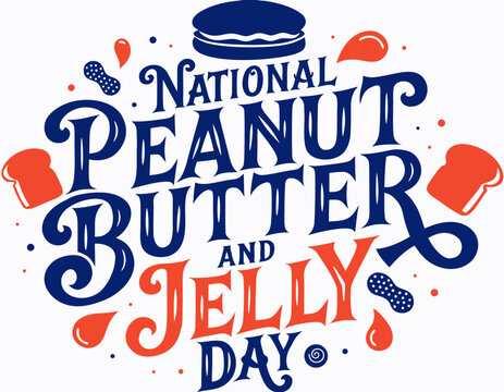PB&J Day Vector Illustration, Fun and Delicious Snack Concept Design
