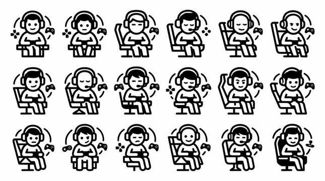 Gamer Icons: Diverse Characters Playing Video Games