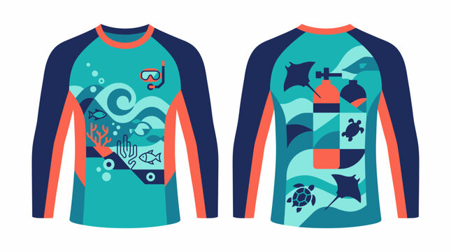 Rash Guard Design: Ocean Life and Scuba Diving Theme