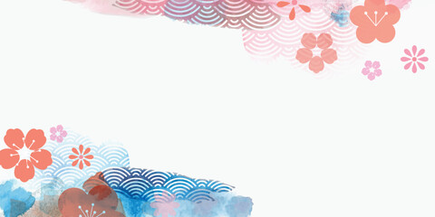 Naklejka premium Spring Japanese Cherry blossom flower background vector. Sakura floral Wallpaper design of elegant gold line cherry blossom flower, branch. Illustration for banner, wall decoration, backdrop, ads.