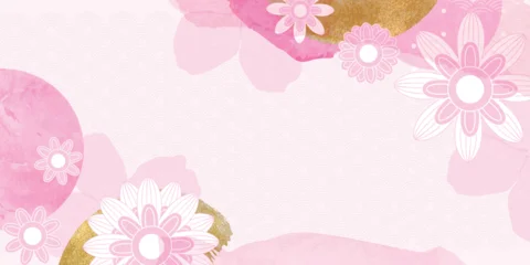 Spring Japanese Cherry blossom flower background vector. Sakura floral Wallpaper design of elegant gold line cherry blossom flower, branch. Illustration for banner, wall decoration, backdrop, ads. © babeer