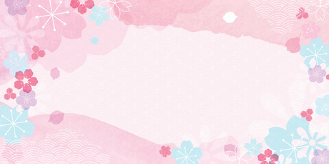 Naklejka premium Spring Japanese Cherry blossom flower background vector. Sakura floral Wallpaper design of elegant gold line cherry blossom flower, branch. Illustration for banner, wall decoration, backdrop, ads.