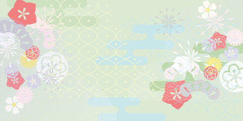 Naklejka premium Spring Japanese Cherry blossom flower background vector. Sakura floral Wallpaper design of elegant gold line cherry blossom flower, branch. Illustration for banner, wall decoration, backdrop, ads.