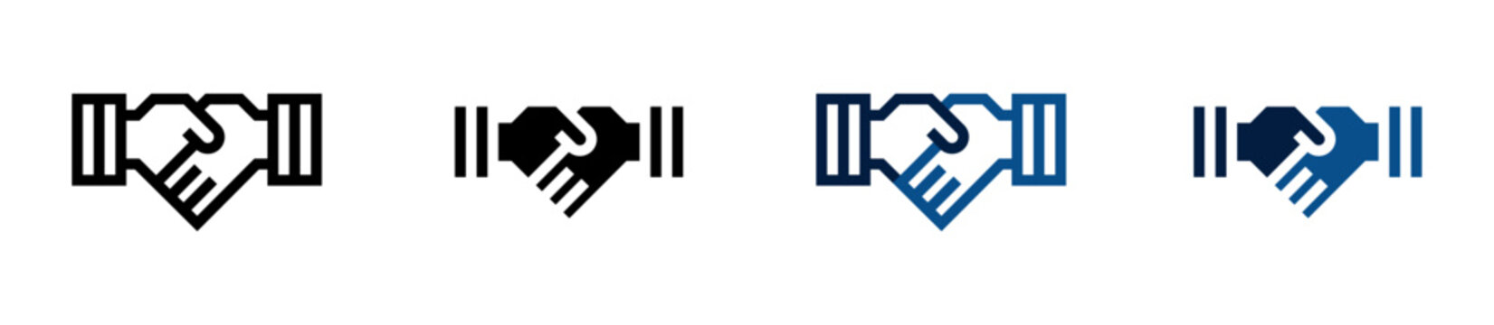 Iconos de acuerdo. Apret&oacute;n de manos. Negociaci&oacute;n, compromiso y alianza profesional. Ilustraci&oacute;n vectorial