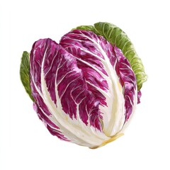 Obraz premium Radicchio Vegetable With Purple Red Leaves And Green Outer Leaves Isolated On White Studio Background