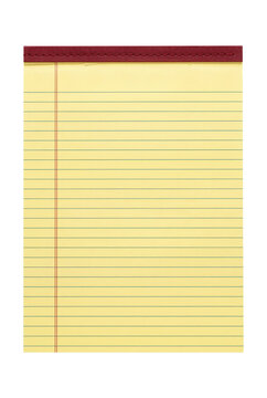 Blank yellow legal pad paper with red binding