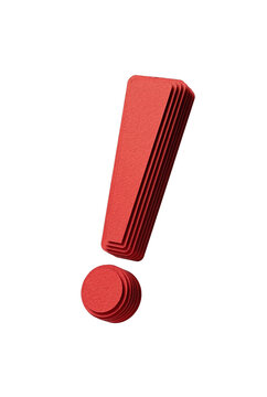 Red 3D exclamation mark symbol on black background