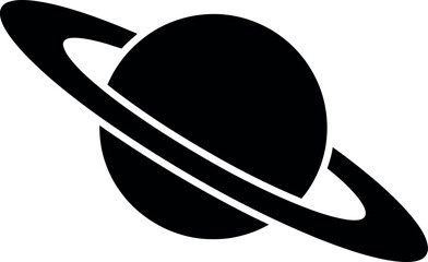 Simple black silhouette of saturn with prominent rings displayed © Robiul