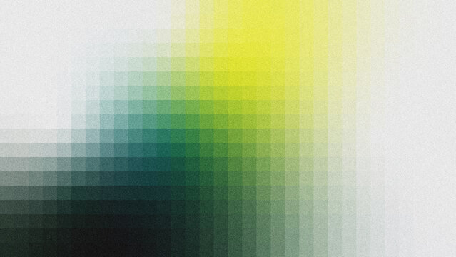 A modern abstract background featuring overlapping gradient grids in teal, green, and yellow tones, with a subtle grainy noise texture. 