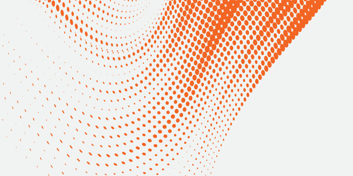 Abstract speed line style orange halftone banner design template. white and orange halftone dot pattern with grunge texture. Sporty style white and orange dot pop art comic, Modern.