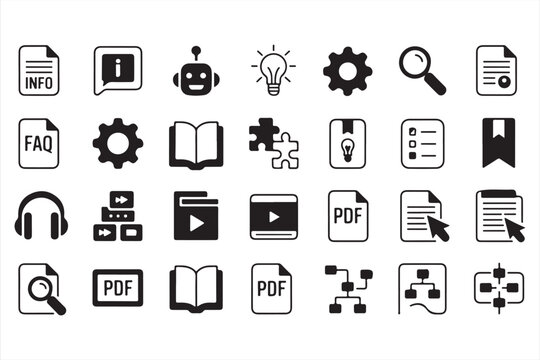UI UX Icon Pack with Files Books PDF and Multimedia Elements