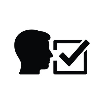 User Consent Check Mark Black Silhouette Vector