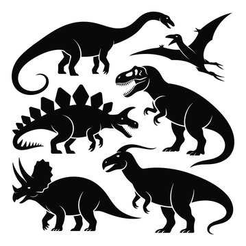 Diverse Dinosaur Silhouettes Collection