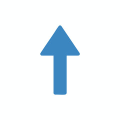 Fototapeta premium A blue arrow points straight up on a plain white background