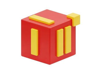 Fototapeta premium Red block with yellow handles isolated on transparent background