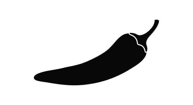 A striking black silhouette of a single chili pepper