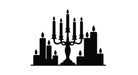 Black candelabra and candles arranged as a striking silhouette © SAKINA
