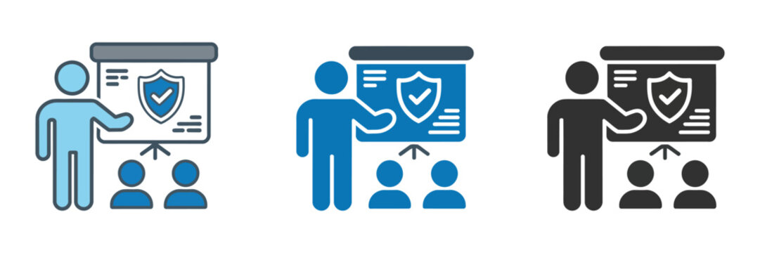 Security Training Icon Set, multi-style vector illustration representing safety
