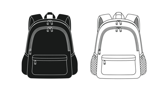 Two backpacks displayed a black version and a white version with texture