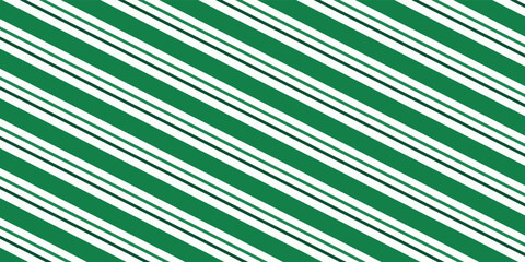 Obraz premium Vintage green candy cane stripes Christmas holiday Vector Pattern. Retro french horizontal ticking stripes green white seamless pattern.