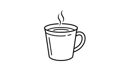 Obraz premium Simple Black and White Coffee Cup With Steam