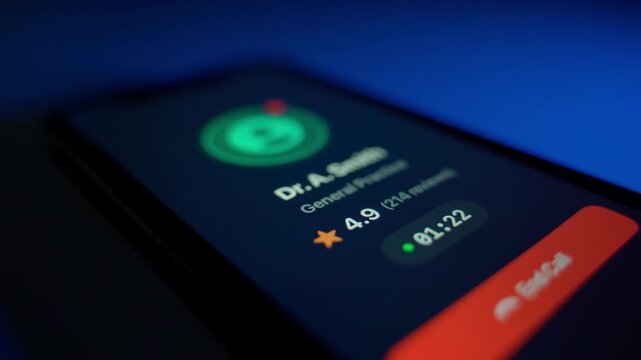 Mobile app for calling doctor and booking appointment close-up