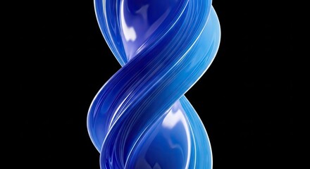 Naklejka premium A blue twisted sculpture against a black background