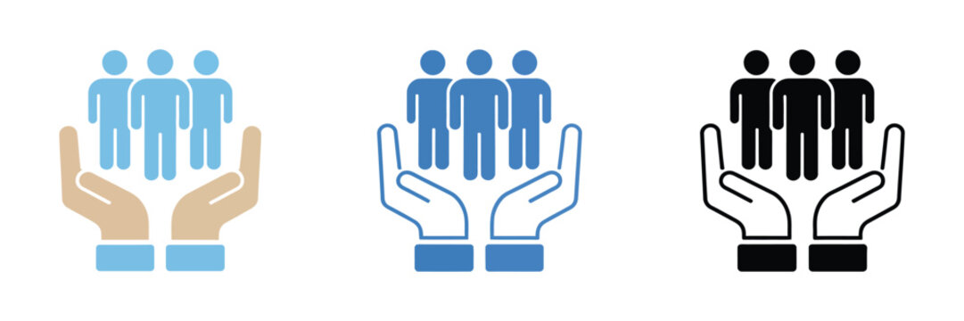 Employee Empowering Icon, various style icons showing employee encouragement, professional development