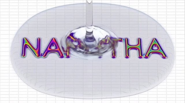 Naphtha oil liquid splash with rainbow ripple on grid for physics