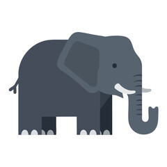 Obraz premium A minimalist, flat design of a gray elephant facing right with tusks and a curled trunk